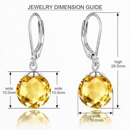 Pearl Leverback Earrings for Women Dangle Round Gemstone Earrings Birthstone Jewelry Gift Anniversary for Her - color: 11 November birthstone