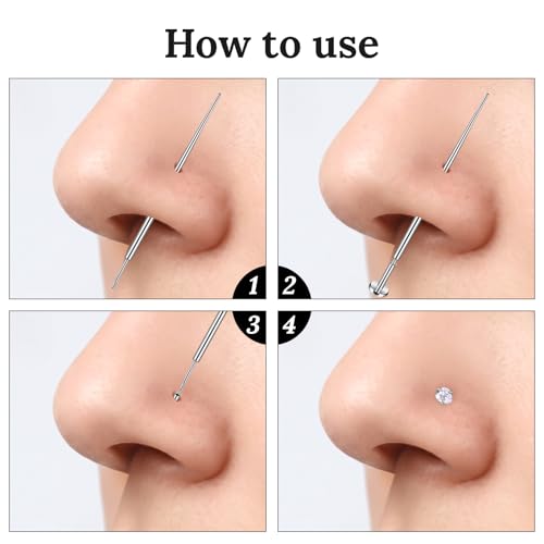 10 Pcs 18G Threadless Push in Flat Back Piercing Jewelry Stainless Steel Nose Rings Labret Lip Studs Cartilage Helix Tragus Earrings 6mm 7mm 8mm Bars for Women Men