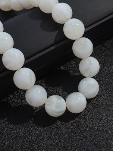 Chunky Beaded Necklaces for Women Statement Necklace | Bold Chunky Choker, Large Resin Beads, Adjustable Necklace, Boho Trendy Summer Beach Holiday Jewelry - color: White-01
