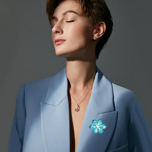 Crystal Flower Brooch Pin for Women Dress Suit Bag Hat Broochs Pins Christmas Brooch Pin Wedding Party Birthday Dance Jewelry Accessories - color: Blue Flower Brooch Pin Blue-1
