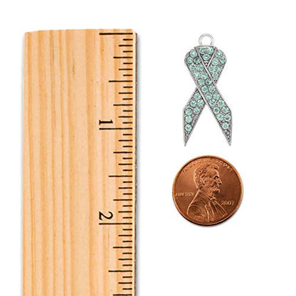 Silver Customized Charm Bracelet with Cubic Zirconia Jewelry - style: Aqua Ribbon