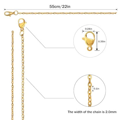 Topacket 24 Pack Necklace Chains Bulk,Gold Plated Stainless Steel DIY Cable Link Chains for Jewelry Making 22 Inches - color: Gold, size: 22inches