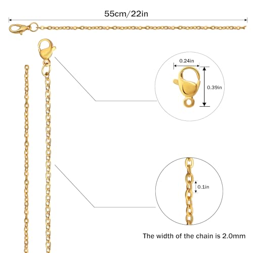 Topacket 24 Pack Necklace Chains Bulk,Gold and Silver Stainless Steel DIY Cable Link Chains for Jewelry Making 22 Inches - color: Gold and Silver, size: 22inches
