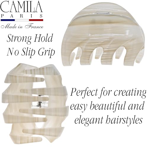 Camila Paris CP3648 French Octopus Hair Clip, 3.25" Large Claw Clips for Thick Hair, Girl Octopus Claw Clip for Women, Strong No-Slip Grip, Wide Jaw Clips for Women, Made in France - color: Beige 3.5"