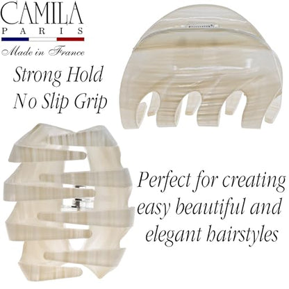 Camila Paris CP3648 French Octopus Hair Clip, 3.25" Large Claw Clips for Thick Hair, Girl Octopus Claw Clip for Women, Strong No-Slip Grip, Wide Jaw Clips for Women, Made in France - color: Beige 3.5"