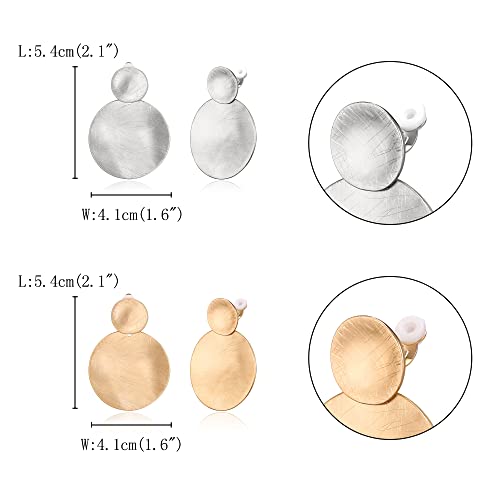 FANZE 2-3 Pairs Clip on Earrings Drop Earrings Set,Big Matte Gold Earrings Statement Earrings Jewelry Gift for Women - color: Set-3