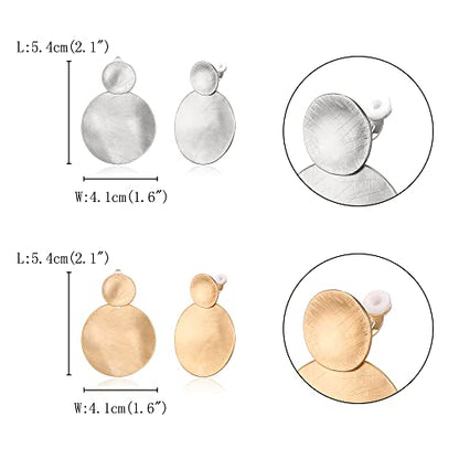 FANZE 2-3 Pairs Clip on Earrings Drop Earrings Set,Big Matte Gold Earrings Statement Earrings Jewelry Gift for Women - color: Set-3
