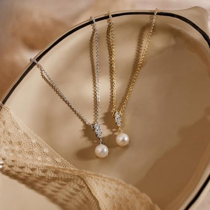 Amicon Pearl Necklaces for Women – 14K Gold Plated Freshwater Pearl Dainty Choker Hypoallergenic Pearl Necklace Wedding Birthday Gift for Women - style: Pearl Pendant-02-GD