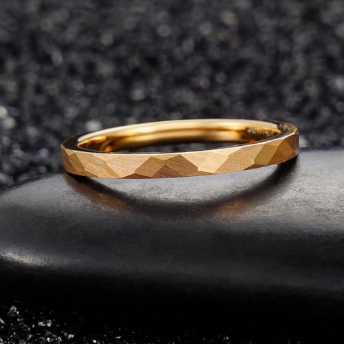2/4/6/8mm Black/silver/gold Tungsten Rings for Men Womens Couple Fashion Jewelry Promise Engagement Wedding Band Hammered Inner ring inlaid with olive wood Carbide Polished Edge Comfort Fit - color: 2MM rose gold
