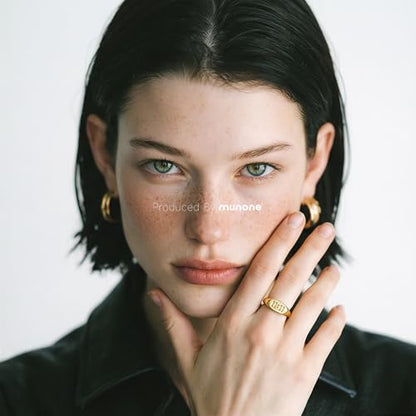 6mm 1111 Angel Number Signet Rings for Women Men | 18K Gold Plated Hypoallergenic Statement Ring,Sync with the Universe Spiritual Statement - color: Gold