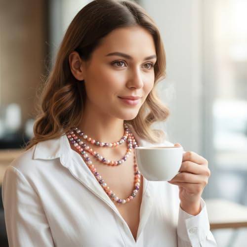 Pearl Necklaces for Women 60'' 70" Long Pearl Necklace 15.75'' Pearl Choker Necklace Chunky Bead Layered Faux Pearl Dangle Wedding Bridal 1920s Gatsby Christmas Costume Jewelry Gifts - color: Colorful2-60''