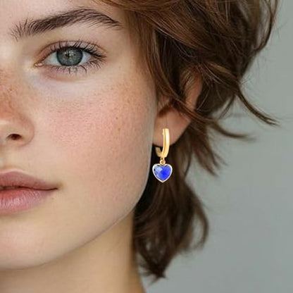 Geometric 14K Gold Crystal Stone Quartz Gemstone Leverback U Hoop Drop Dangle Earrings Jewelry for Women - color: F01