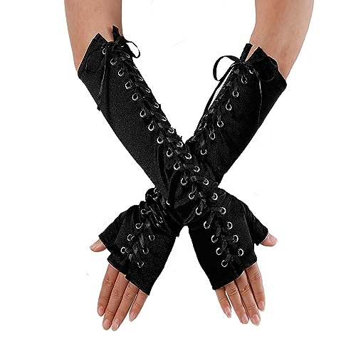 Eigso Velvet Gothic Garter for Women Heart Leg Ring with Rivets Elastic Lace Bracelets Choker Set - color: Black - A1