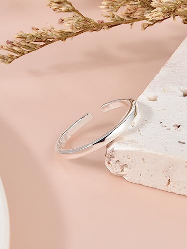 925 Sterling Silver Open Cuff Toe Ring for Women Adjustable Pinky Ring Band Size 2-4… - color: Style C