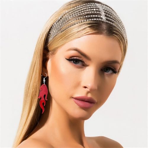 Transparent Flame Earrings for Women Creative Funny Exaggerated Acrylic Geometric Fire Element Dangle Earrings Punk Rock Hip Hop Lightweight Flame Drop Earrings Cosplay Halloween Earrings - color: red