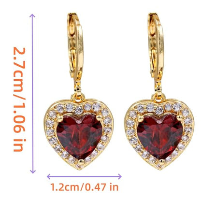18K Gold Plated Flower Dangle Earrings for Women, Hypoallergenic Cubic Zirconia Earrings, Elegant CZ Drop Earrings, Statement Jewelry Gifts Party Fashion - style: OBS4665_GD_RD