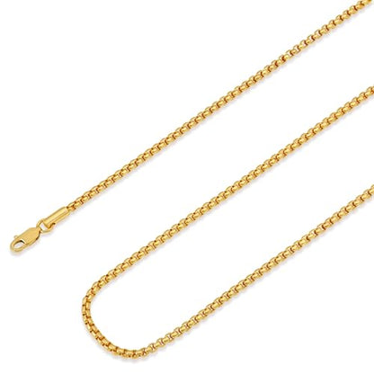 Gold Silver Necklace Chain With Adjustable Lobster Clasp, Diamond Cut Geometric Gold Beads Stationed on Dainty 2mm Cable Box Chain, 16 Inches Rolo Oval Figaro Link Singapore Chain. - color: Gold05