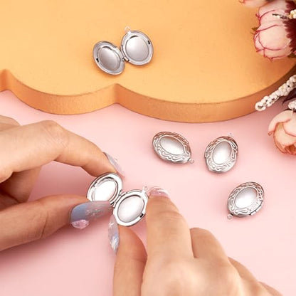 Elecrelive Locket Pendants Photo Frame Charms Memory Photo Charms Heart Locket Photo Frame Pendants - color: Silver - Oval