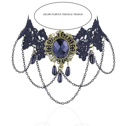 Vampire Choker Necklace for Women Gothic Lace Choker Necklace Y2K Goth Red Black Zirconia Pendant Necklaces Halloween Dark Bridal Vampire Costume Jewelry Accessories - style: Style-B