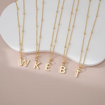 Initial Necklace for Women 14K Gold Silver Dainty Letter Necklace | Personalized Monogram Name Charm Pendant, Simple Bead Chain, Trendy Jewelry Gift, Non Tarnish - style: B