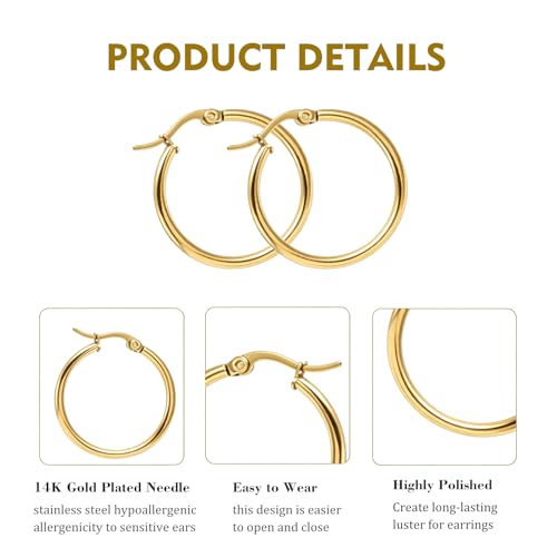 4 Pairs Gold Silver Small Hoop Earrings Huggie for Women Surgical Steel Set | 10/12/14/16 mm, Hypoallergenic, Lightweight Hoop Earrings Set, 14K Gold Silver 316L Stainless Steel, Multiple Piercings - color: Gold+Silver/8 Pairs