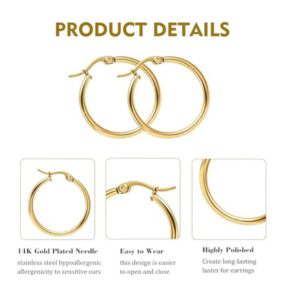 4 Pairs Gold Silver Small Hoop Earrings Huggie for Women Surgical Steel Set | 10/12/14/16 mm, Hypoallergenic, Lightweight Hoop Earrings Set, 14K Gold Silver 316L Stainless Steel, Multiple Piercings - color: Gold+Silver/8 Pairs