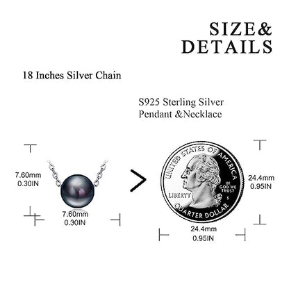 925 Sterling Silver Black Pearl Necklace Choker Jewelry Birthday Gifts for Women - style: Black Pearl