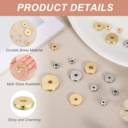 MECCANIXITY 40Pcs Rondelle Spacer Beads 8mm Diameter 2mm Hole Size 2mm Thick Metal Flat Disc Charm Circle for Bracelet Earring Necklace Jewelry Making, Gold - color: Gold, size: 8mm Dia x 2mm Hole Sizex 2mm Thick