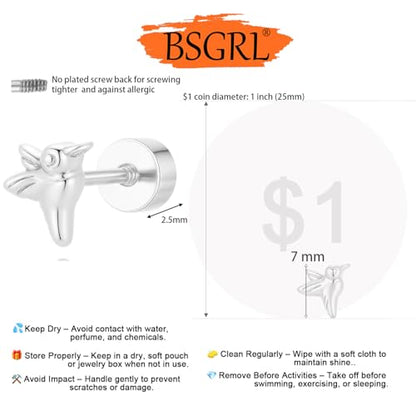 Flat Back Earrings for Women Cartilage Helix | Comfortable Dainty Cute Dragon Bee Bird Phoenix Dragonfly Cute Animal Leaf Spiral Rhombus Design Flatback Stud Earrings - color: Silver Hummingbird
