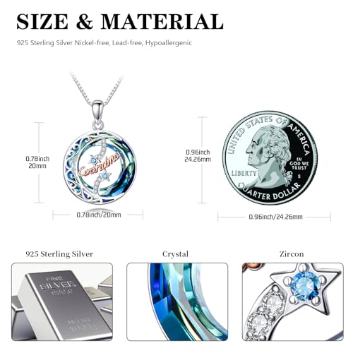 925 Sterling Silver Necklace Gifts for Women Crystal/Opal Jewelry Pendant Christmas Birthday Gift - style: Crystal-Grandma