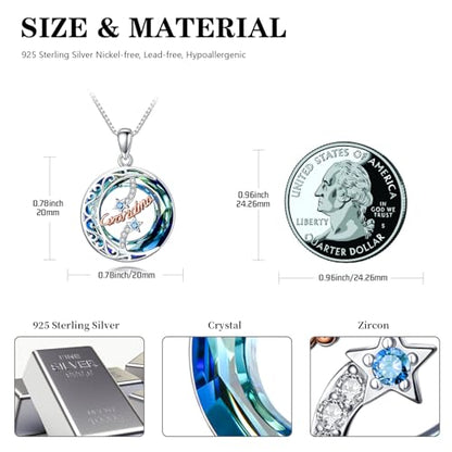 925 Sterling Silver Necklace Gifts for Women Crystal/Opal Jewelry Pendant Christmas Birthday Gift - style: Crystal-Grandma