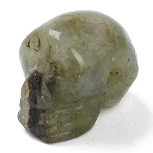 5pcs Skull Head Natural Stone Beads Gemstone Healing Crystal Labradorite Skeleton Head Loose Beads 18x12mm with Half Drilled Hole for DIY Bracelets Necklaces Jewelry - color: Labradorite