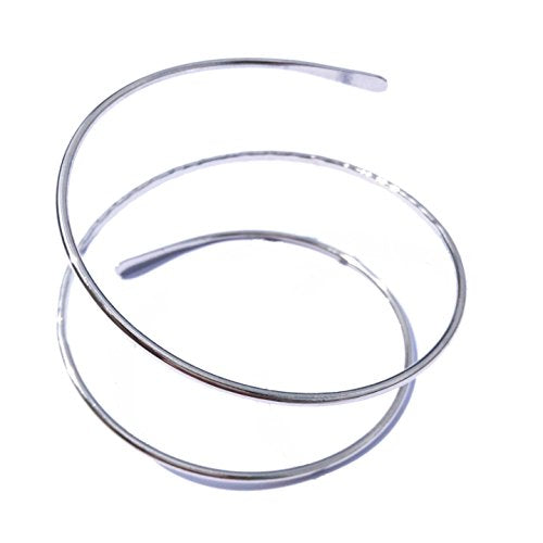 Upper Arm Cuff Bracelet Minimalist Armband for Women Fashion Jewelry | Coil Open Armlet Adjustable Bangle Trendy Layered Summer Jewelry Party Wedding Daily Wear Gift Dia 3.7" - color: Silver