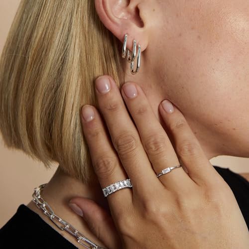 ZOERAY Gold Rings for Women Non Tarnish 14K Gold/Silver Stackable Rings Dainty Gold Plated Ring Wedding Eternity Bands Thin Simple Trendy Plain Thumb Stacking Rings Set Size 5-9 - color: Silver