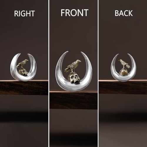 ERKUOO 2PCS 0g 00g-1" Gothic Golden Raven Skull Saddle Ear Gauge Spider Web Double Flared Plug Tunnels Expander Piercing Jewelry For Women Men 8mm-25mm - color: #3 Silver, size: 0g=8mm