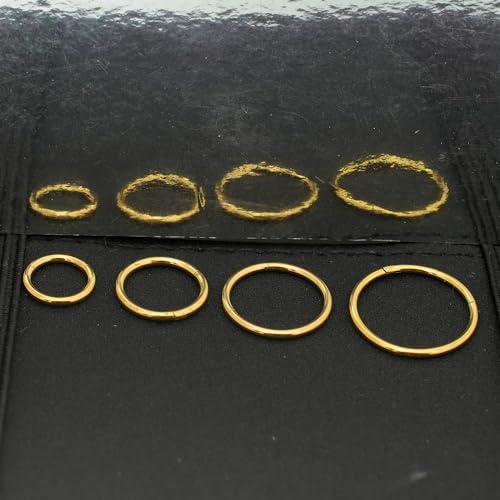 18G nose rings clicker earrings 4pair(8pcs) for women |18g Septum rings Hinged Segment Nose Rings Helix Daith Tragus Sleeper hoop Body Piercing jewelry for Women Men thin gold nose ring hoop earrings set(6-12mm 8pcs 18G 1.0MM Gold)