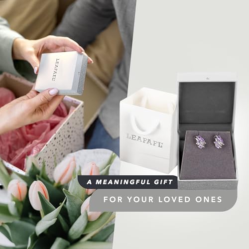Gifts for Women, Wish Stone Stud Earrings with Birthstone Crystals, 18K Rose Gold Plated or Silver-tone - color: 206-June-Alexandrite Light Purple-Silvertone