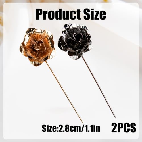 2 Pcs Suit Rose Lapel Flower Pin for Men Silver Gold Formal Wedding Pins | 2 Pcs Suite Flower Pin Flower Lapel Pin for Men Rose Pins for Suits Silver and Gold Lapels Set Metal Suit Accessory Men's