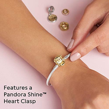 PANDORA Moments Heart Clasp Snake Chain Bracelet - color: Gold