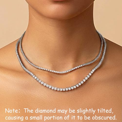 Double Layer Tennis Necklaces for Women - Dainty Gold and Silver CZ Tennis Necklace Simple Tennis Chain Sparkly CZ Choker Necklaces for Women Trendy Silver Jewelry - color: Silver, style: 16inch/3mm & 18inch/4mm