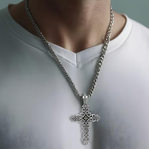 Hicarer 80 Pieces Antique Silver Pendants Gothic Charms Halloween Charms Pendants Jewelry Making Accessory for DIY Necklace Bracelet - style: Cross