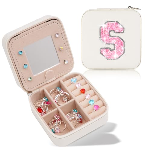 Uygafly Gifts for Teen Girl Trendy Stuff,Birthday Gift for 5 6 7 8 9 10 11 12 13 14 15 Year Old Girls,Cute Travel Jewelry Case Small Box | Cream,S - color: Cream, style: S