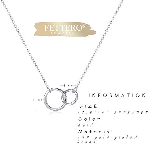 Fettero Pendant Necklace Gold Choker Layered Coin Open Karma Circle Full New Crescent Moon 14K Gold Plated Simple Dainty Necklaces for Women Jewelry Gift - style: Double Circle Sliver