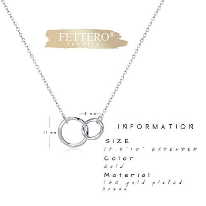 Fettero Pendant Necklace Gold Choker Layered Coin Open Karma Circle Full New Crescent Moon 14K Gold Plated Simple Dainty Necklaces for Women Jewelry Gift - style: Double Circle Sliver