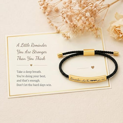 Frodete Dont Let The Hard Days Win Bracelet Inspirational Gifts for Women Adjustable Braided Tube Bracelet Gifts for Friends - color: A2:black gold