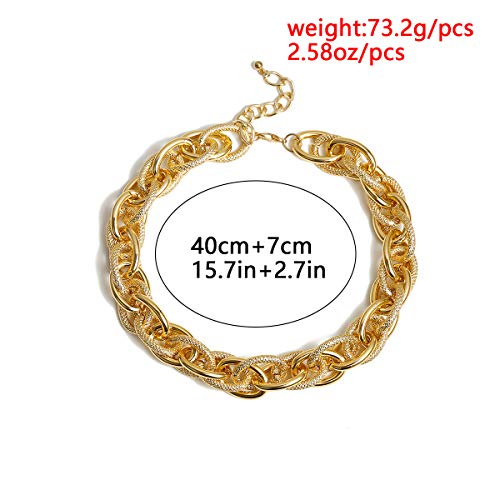 Asphire Punk Twist Rope Choker Necklace Gold Chunky Carved Link Chain Statement Necklace Boho Twist Necklace Jewelry Gift for Women