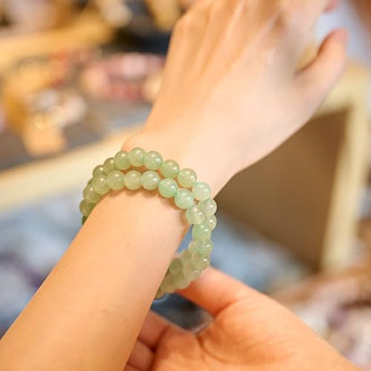 Bivei Natural Crystals Gemstone Healing Stretchy Round Beaded Bracelet | 8MM Semi Precious Beads Bracelet, Handmade Spiritual Jewelry Gift for Women Men,Enhance Positive Energy - color: 8mm Green Aventurine (Growth), size: Small: 6.5-6.7 inch
