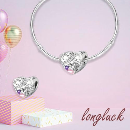925 Sterling Silver Charms for Bracelets Necklaces Dangle Pendant With 5A Cubic Zirconias Bead Charm for Women DIY Jewelry - style: Love Mom Forever