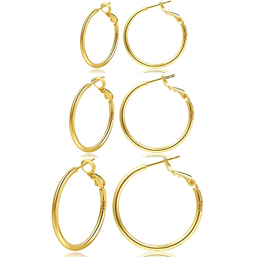 2mm Sterling Silver Big Hoop Earrings For Women - Large Hypoallergenic Circle Endless Thin Oversize Silver Hoops - color: Set,40mm/50mm/60mm,gold