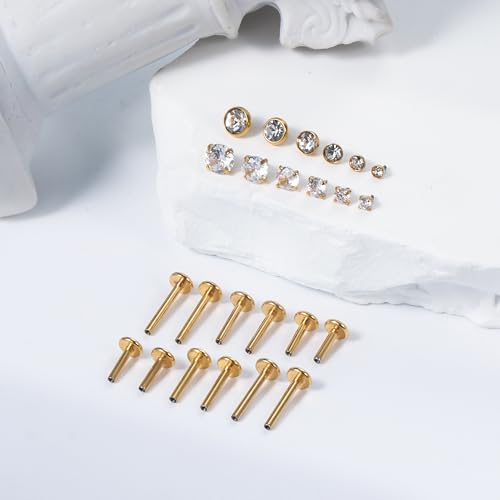 16G Lip Rings Stainless Steel Tragus Helix Conch Piercing Jewelry Snake Bite Piercing Monroe Lip Rings Labret Medusa Cartilage Lobe Earrings Piercing Jewelry CZ 2MM 2.5MM 3MM 3.5MM 4MM 4.5MM - color: 6MM 8MM 10MM Bar-Gold,2mm/2.5mm/3mm/3.5mm/4mm/4.5mm